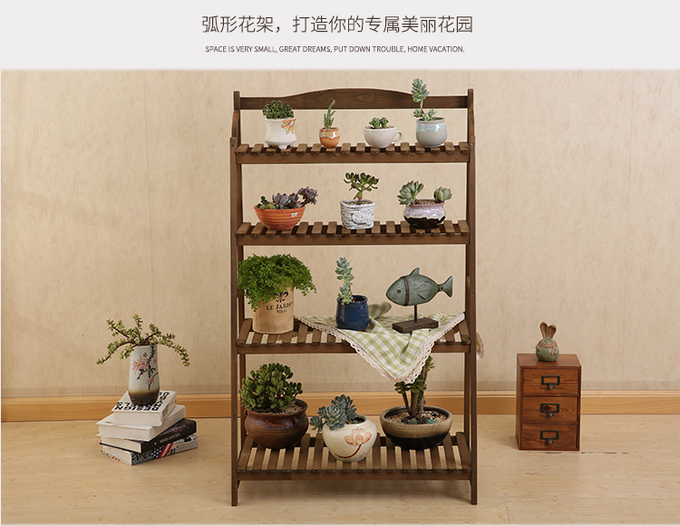 Vintage nhiều lớp gỗ rắn đứng hoa hình thang đứng trong nhà phòng khách hoa đứng giá Ban công nhiều hoa chậu giá - Kệ các mẫu kệ gỗ đẹp