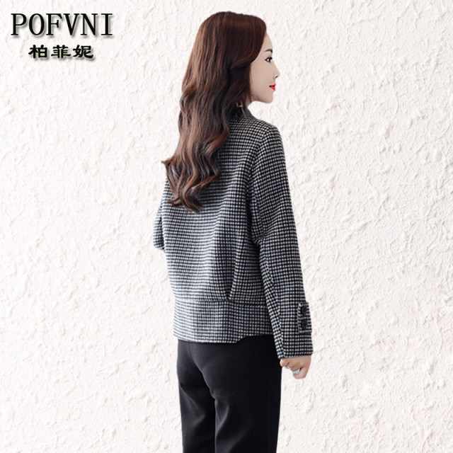 Fashion plaid double-sided wool coat women's short style 2022 new high-end small zero cashmere woolen coat