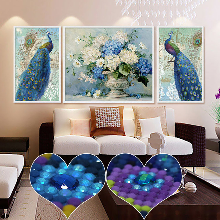 5d Alien diamond painting full of boreholes triptych Dot Brick Stone Show European-style Flower Patch Drilling Cross Embroidered New Living Room