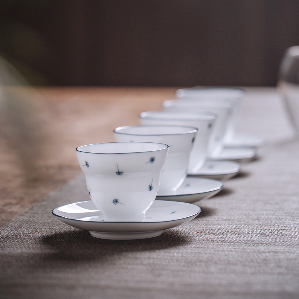 Public remit kung fu tea set tureen jingdezhen ceramic cups small household set of white porcelain hand draw a complete set of