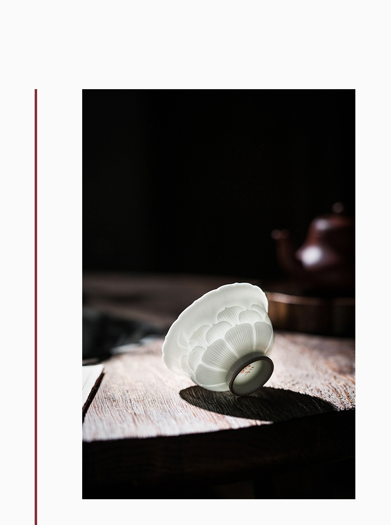 Twenty - four ware jingdezhen ceramic kung fu masters cup white porcelain tea set single cup bowl cups sculpt sample tea cup