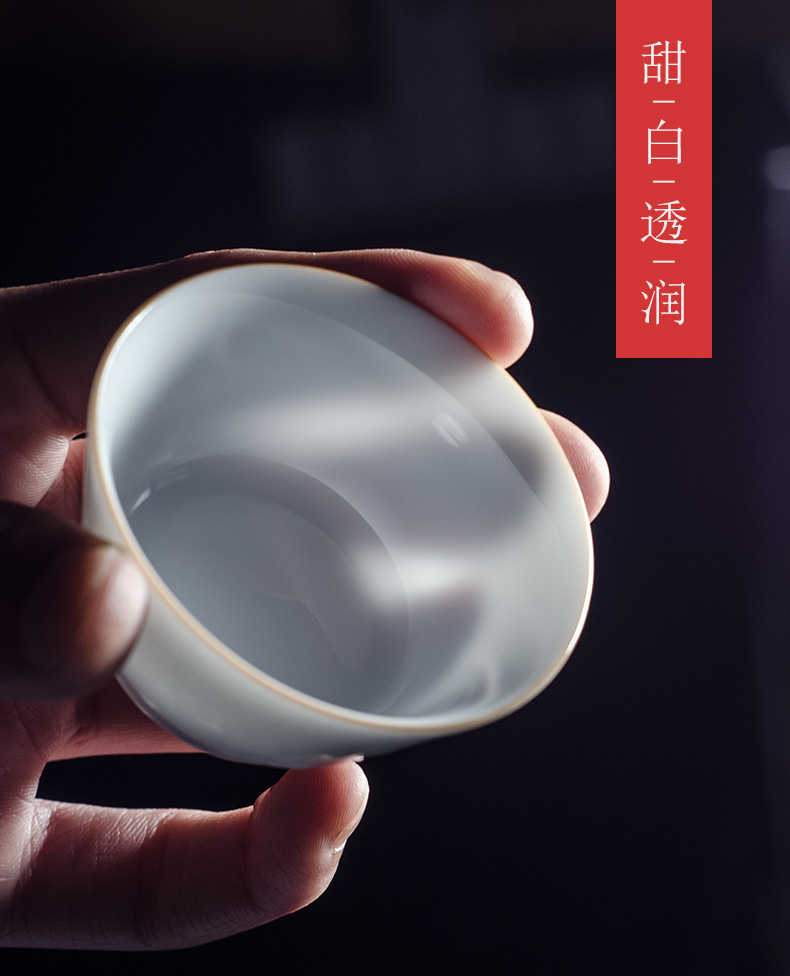 Single sweet white white porcelain teacup kung fu tea cup a cup of jingdezhen ceramic sample tea cup tea tea set fullness