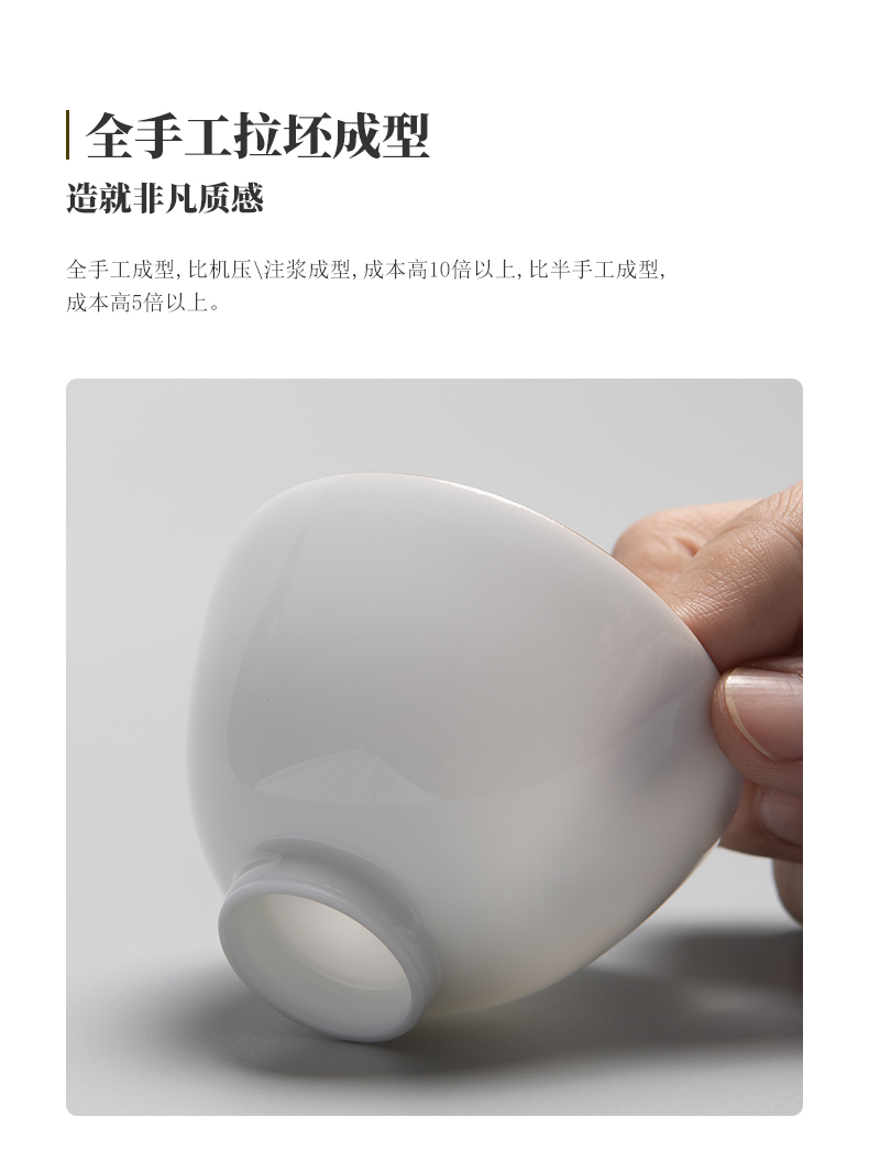 Sweet public remit the white hand kung fu tea cups white porcelain of jingdezhen ceramics single cup cup tea tea set a single master