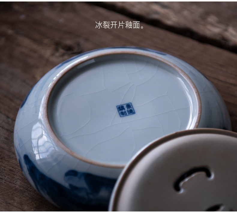 Public remit jingdezhen blue and white porcelain tea bearing day type restoring ancient ways are it bearing pad pot dry tea mercifully the machine base