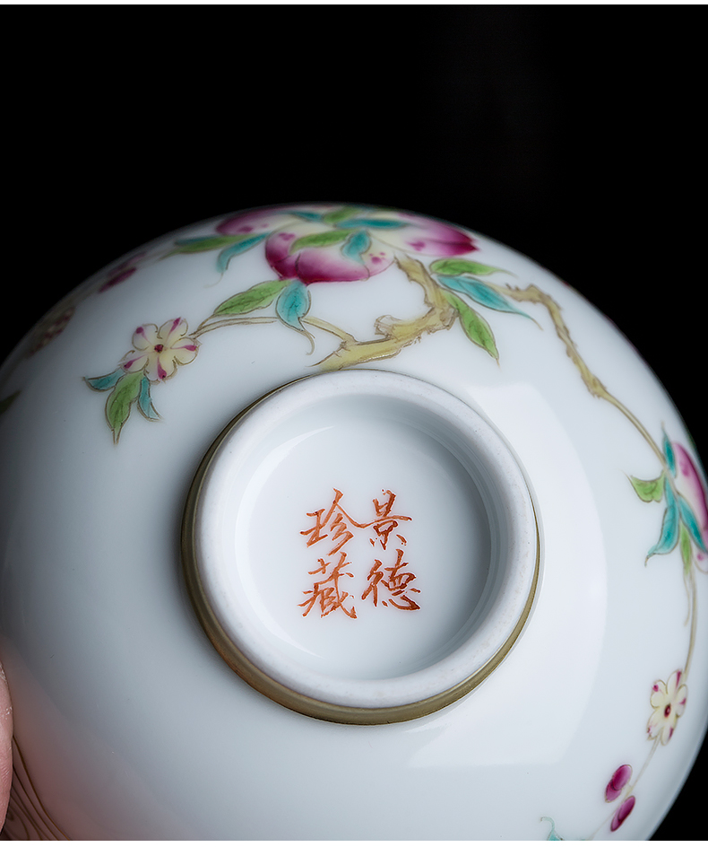 Kung fu tea cup master cup sample tea cup jingdezhen ceramic powder enamel hand - made pure hand - made tea light single white porcelain