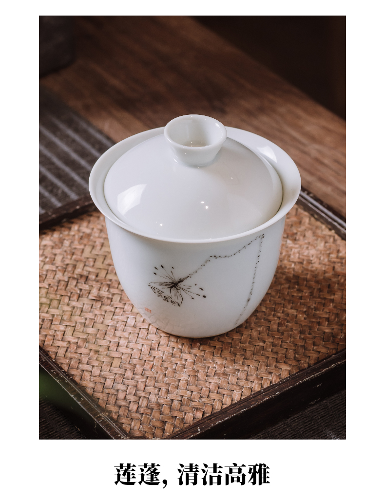 Japanese tureen tea set of pure manual small kung fu tea cup to restore ancient ways single jingdezhen ceramic hand - made gift box