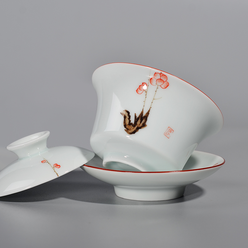 Jingdezhen ceramic hand - made tureen public remit three kung fu tea set in ancient tea cups to make tea bowl tubas pot