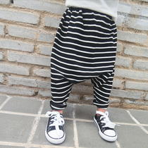 Baby pants 2021 Spring and Autumn New loose cotton striped Harlem pants childrens PP trousers