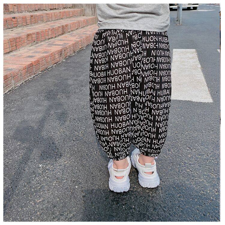 Boy Anti-mosquito Pants Girl Clothing Ice Silk Spring Autumn Children Baby Baby Summer Lanterns Long Pants Sports Pants Tide