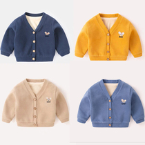 Baby coat autumn and winter clothes baby knitted cardigan girl coat newborn foreign gas 1 year old baby clothes male Winter