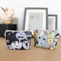 Zero Wallet Wallet Cartoon Mini Student Zip Printed Japan-Japan Coins Bag Kabbag Graffiti Canvas Small Cloth Bag