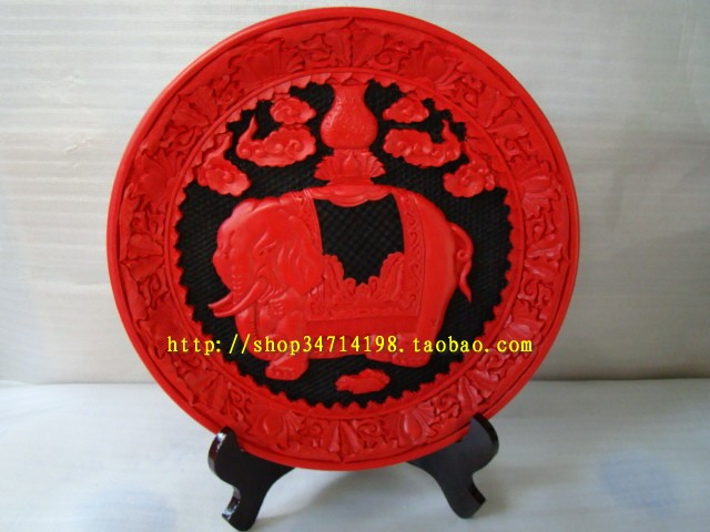 Beijing Carved Lacquer Adornment Pendulum Disc Sculpture Lacquer Elephant Home and Masterpiece Home Furnishing Gifts