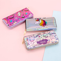 Unicorn Unicorn Unicorn Laser Wallet Ins Teenage Girl Long Cartoon Wallet Student Cute Zero Wallet Card Bag