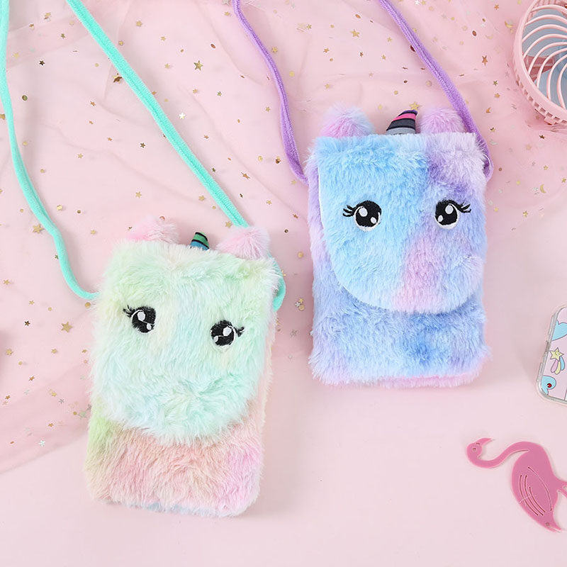 Soft girl new plush shoulder bag ins pink girl messenger bag little girl princess shoulder bag coin purse