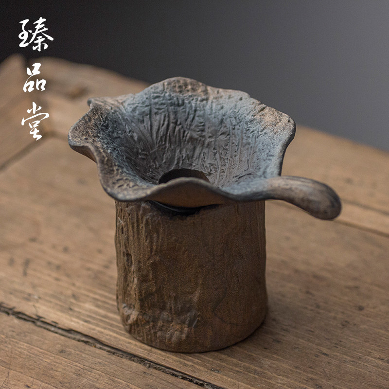 Coarse pottery tea leakage Creative Kung fu funnel tea filter set Leaves tea separation Ceramic household tea tea filter