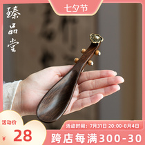 Zhen Pangutang Black Sandalwood Pipa Tea Spoon Korn Tea Furniture Home Tea Road Spare Parts Retro Solid Wood Teaspoon Tea Shovel