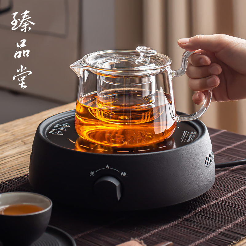 Cook tea suit glass cooking teapot black tea Pu'er automatic cooking tea stove burning teapot small black crystal stove for home