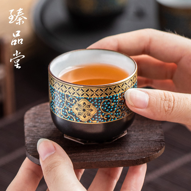 Zhen Pin Tang vintage gilt teacup Master cup Ceramic tea cup Single cup tea cup Household Kung Fu small teacup