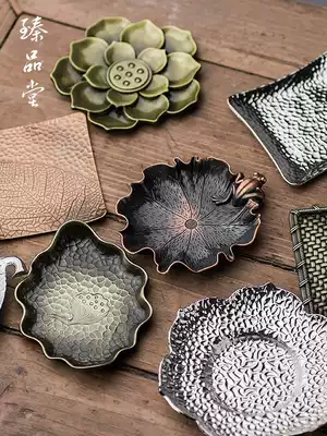 Alloy coaster metal cup holder square creative tea set copper tea pad round tea set accessories Chinese tea ceremony