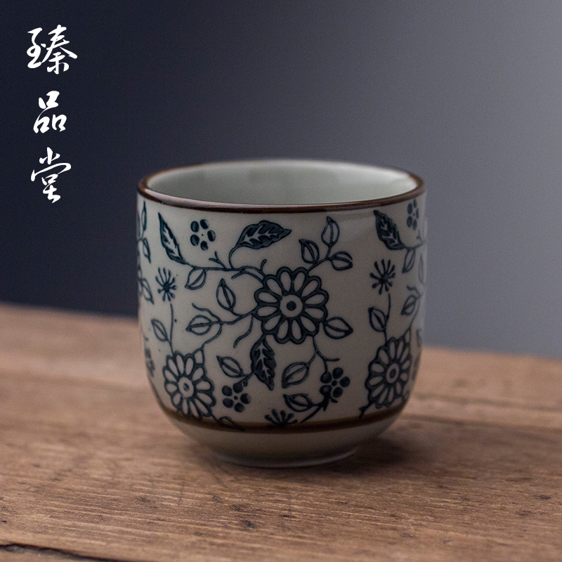 Blue and white porcelain master cup Large kung Fu tea cup Antique tea bowl Ceramic Kung Fu tea teacup Japanese single cup