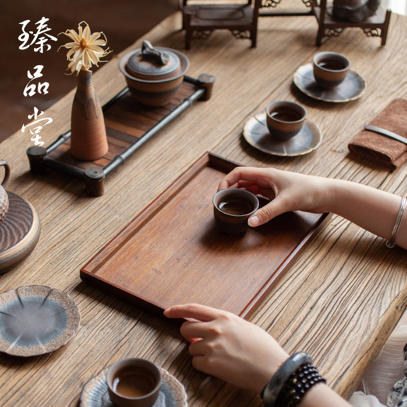 Made of bamboo tea tray Gongfu tea with tea Tea Ceremony Style Minimalist home Fruit refreshment Tray Square Size
