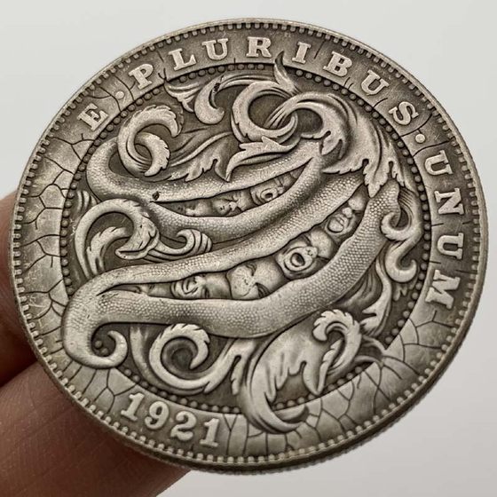 1921 Wandering Coin Octopus Brass Antique Old Silver Commemorative Medal Collection Coin Relief Copper Silver Coin Commemorative Coin