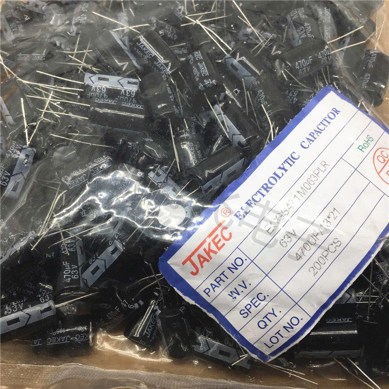JAKEC brand new aluminum electrolytic capacitor 470UF 63V volume 13 * 21mm pack of 200 only = RMB60
