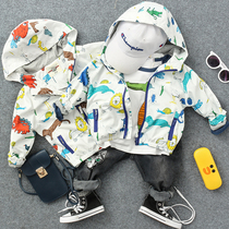 Childrens coat autumn new childrens clothing boys cartoon animal print hooded jacket baby casual assault jacket