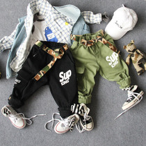 Fall New Boy Clothing Boy Casual Pants Children Foreign Air Sports Long Pants Baby Tooling Close-up Pants Boomers