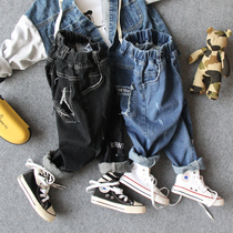 Spring Autumn Season New Boy Pocket Breaking Cave Jeans Childrens Letters Printed Casual Pants Baby Long Pants 100 Hitch Ride