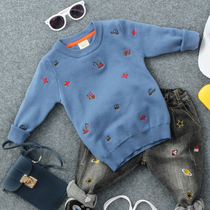 Childrens clothing pullover sweater Spring and Autumn new boy cartoon embroidered sweater baby wild sweater tide
