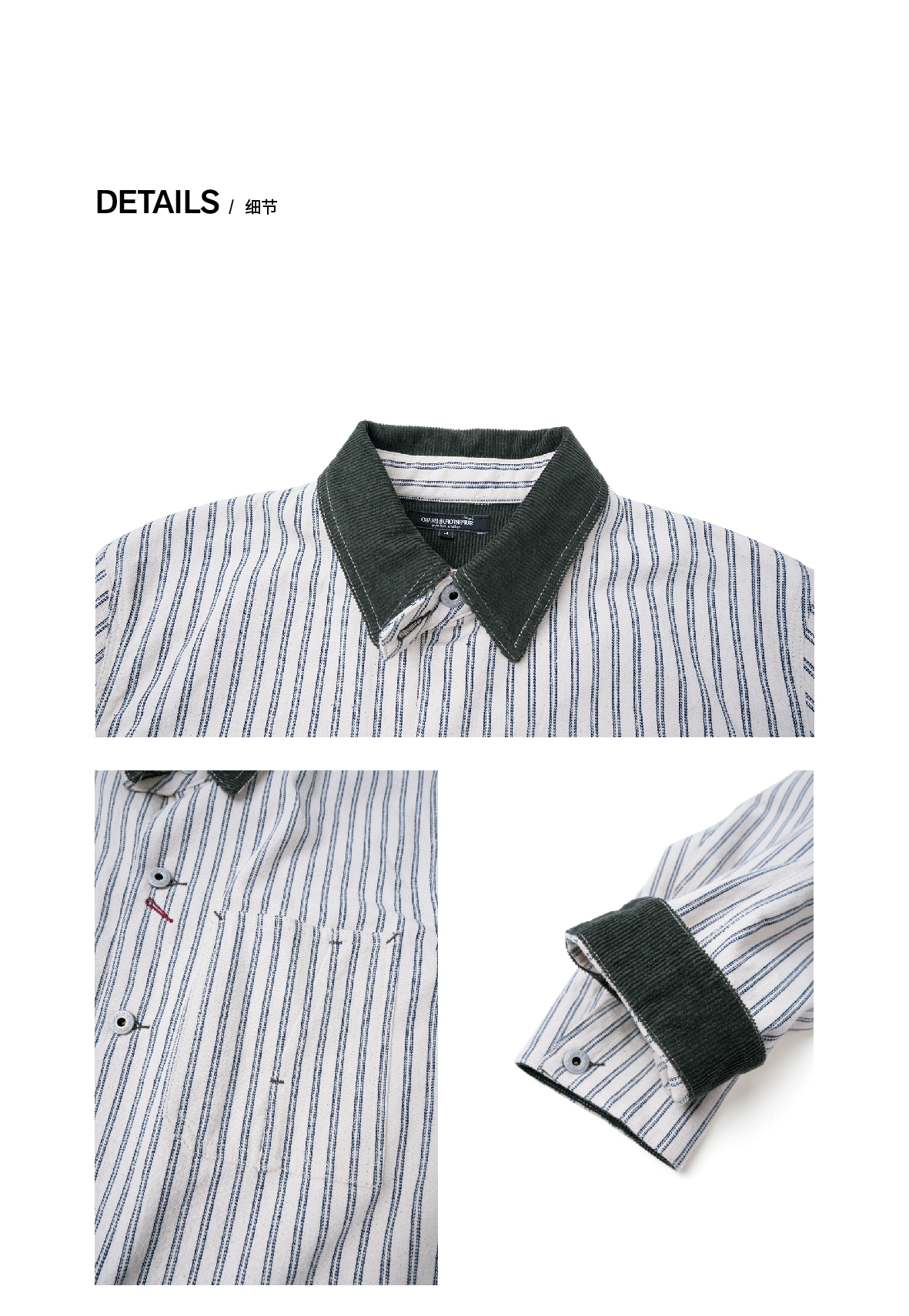 SUPERTOFU (SPTF) 18AW cổ áo vải to sợi dệt ba túi retro sọc áo khoác áo khoác dụng cụ - Cao bồi quần thể thao nam