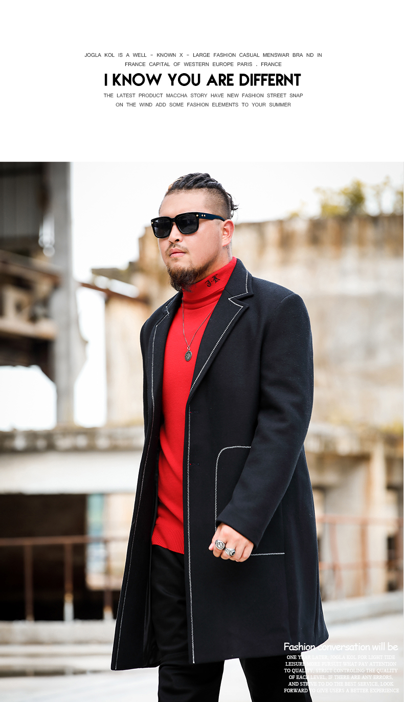 Joe Lager cộng với áo len nam XL chất béo áo khoác nam chất béo béo Nizi áo gió phần dài áo bomber