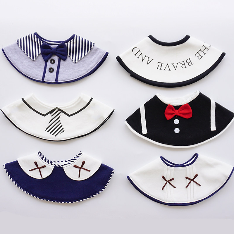 Korean version of pure cotton 360 degree round baby bib Boy baby saliva towel Children's fashion wild bib