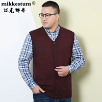 Mùa xuân và mùa thu cộng với phân bón XL nam vest chất béo 佬 trung niên len giản dị vest người béo đan áo nịt áo gi lê áo len kiểu hàn quốc