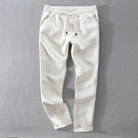 Летние тонкие штаны, шелковые трендовые универсальные повседневные брюки, из хлопка и льна, свободный прямой крой, оверсайз