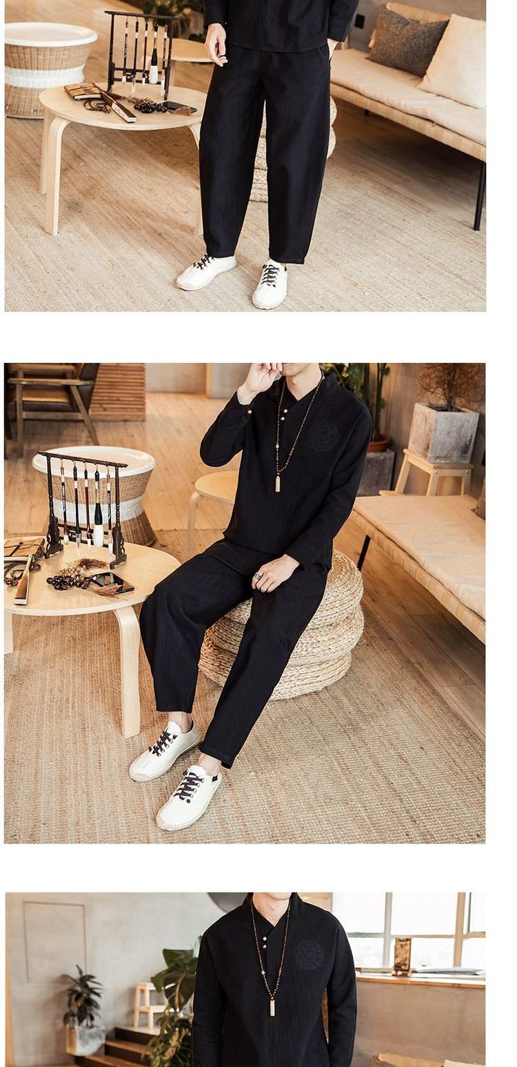 Thu đông 2018 mới size lớn trang phục dân tộc phong cách Trung Quốc cộng với chất liệu cotton nhung dày và áo sơ mi vải lanh rộng hai dây - Trang phục dân tộc những kiểu đồ bộ may đẹp