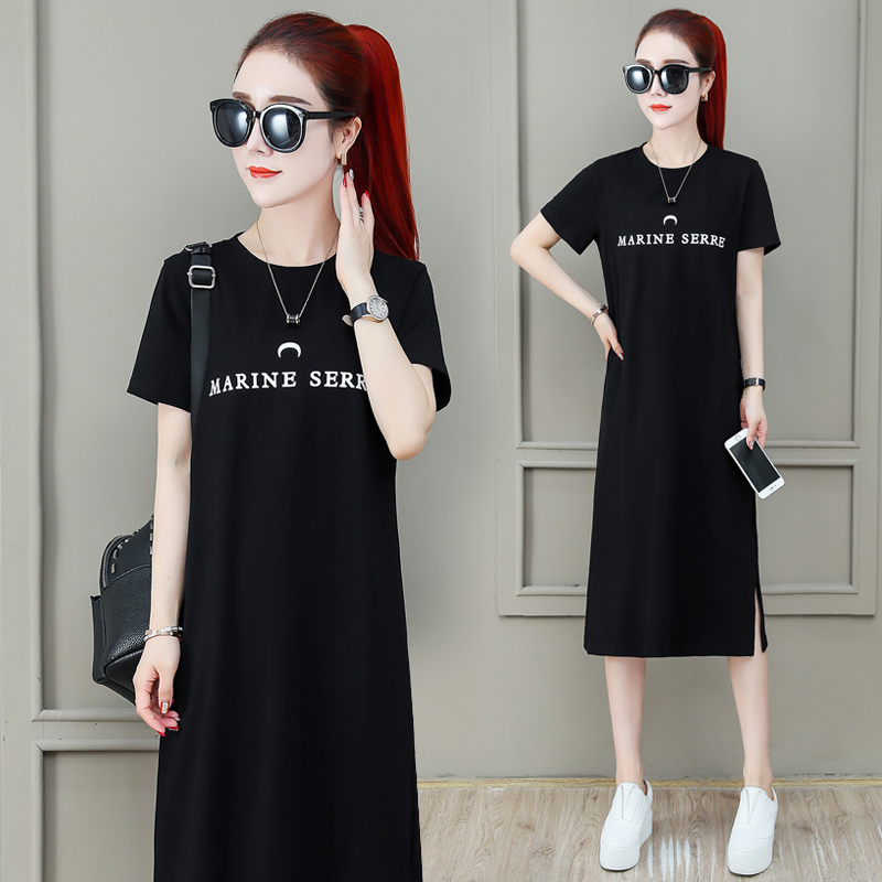 Leisure dress female knee 2022 summer new Han edition short - sleeved short - sleeved T - shirt tide