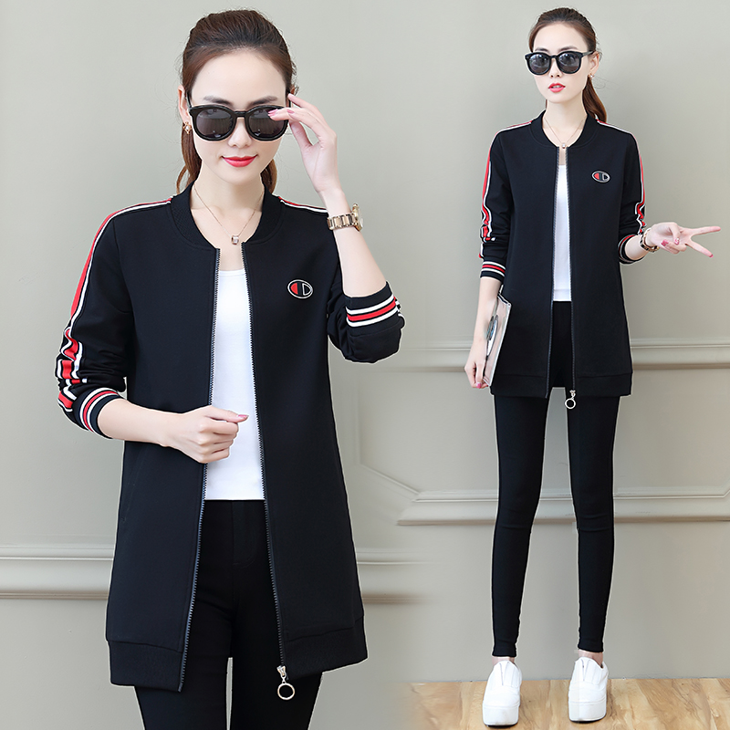 2022 autumn new Korean version mid-length sweater cardigan spring and autumn loose casual baseball uniform coat women's top trend