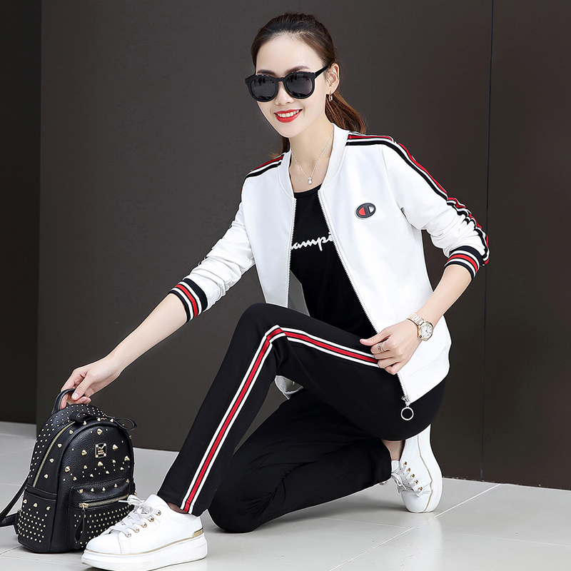 2021 Spring and Autumn New Korean Fashion Loose Leisure Sports Set Women Running Sweat Three Piece Jump Dress