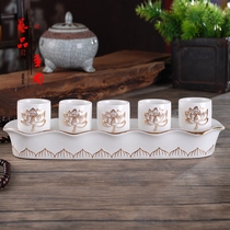 Buddhist supplies Ceramic gold water supply cup Holy water cup Water purification cup Three cups for Taiwan Buddha Hall for Buddha cup