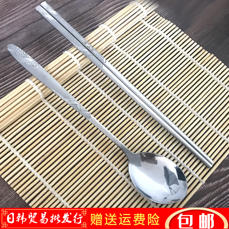 Korean stainless steel solid household spoon flat chopsticks tableware stone pot mixed restaurant restaurant household