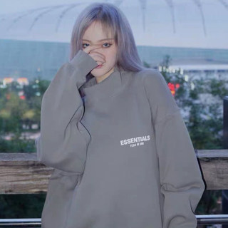 Essentials Sweatshirt for Women 2024 Early Spring High Collar Reflective Letter Fog Trendy Brand Couple Loose Casual Versatile