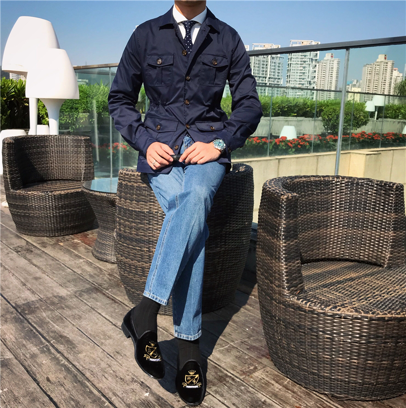 Mr Lu San homemade Korea Dongdaemun private order men's windbreaker jacket high waist hunting jacket hipster