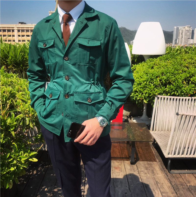 Mr. Lu San homemade men's gentleman casual spring hunting jacket Japanese Italian thin coat retro top