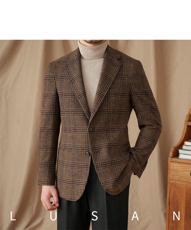 Mr. Lu San 50 % Wolle Prince Ge Coffee Retro-Anzug Herbst/Winter Italienischer Gentry Warm High-Setting-Anzug Herren – Detail 23