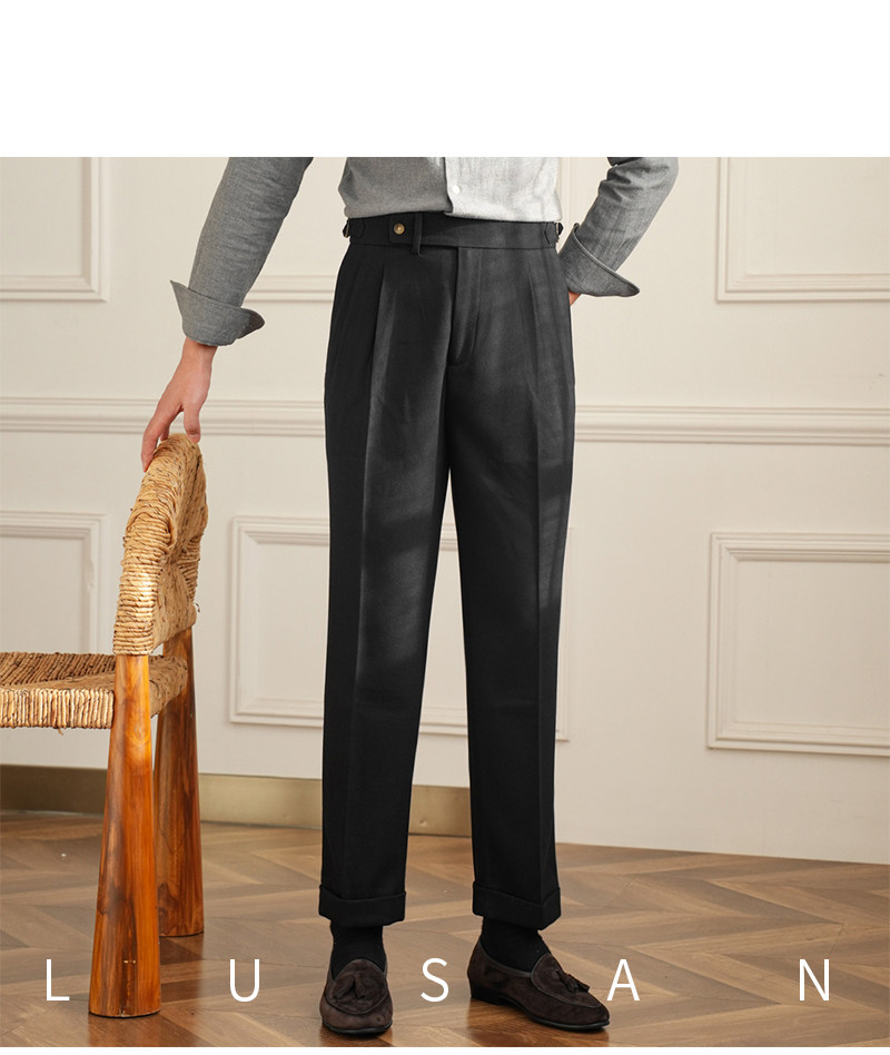 Männer Pendler All-match Neapel Hohe Taille Micro Gerade Casual Hosen Retro Herbst Business Hosen – Detail 31