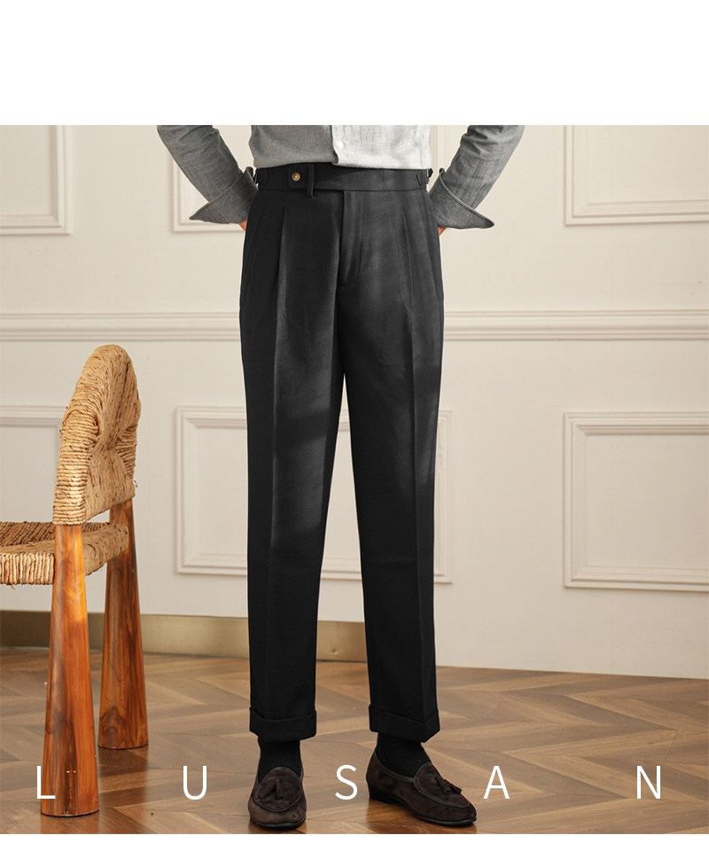 Männer Pendler All-match Neapel Hohe Taille Micro Gerade Casual Hosen Retro Herbst Business Hosen – Detail 32