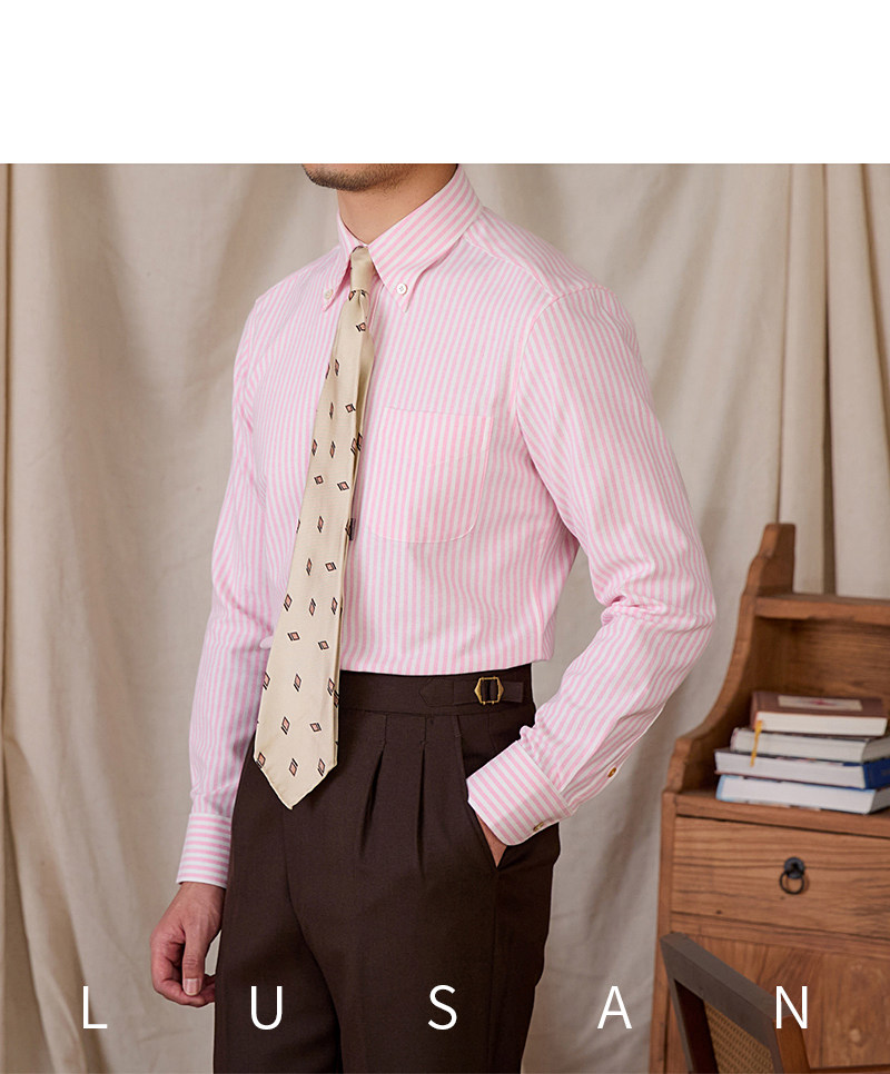Slim-Fit-Langarmhemd aus Oxford-Baumwolle, gestreift, atmungsaktiv, lässig, Business-Hemd, Gentry IVY Herren – Detail 33