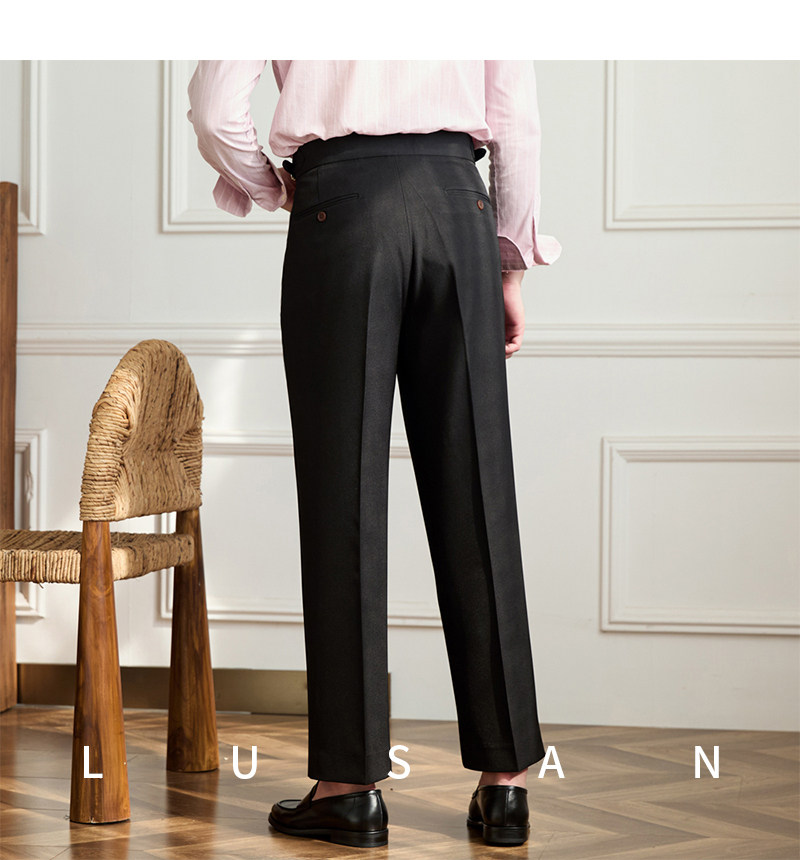 Business-Pendler All-Match-Freizeit hose mit weitem Bein, atmungsaktive, nicht bügelnde, britische, lockere Western hose mit hoher Taille für Männer – Detail 35